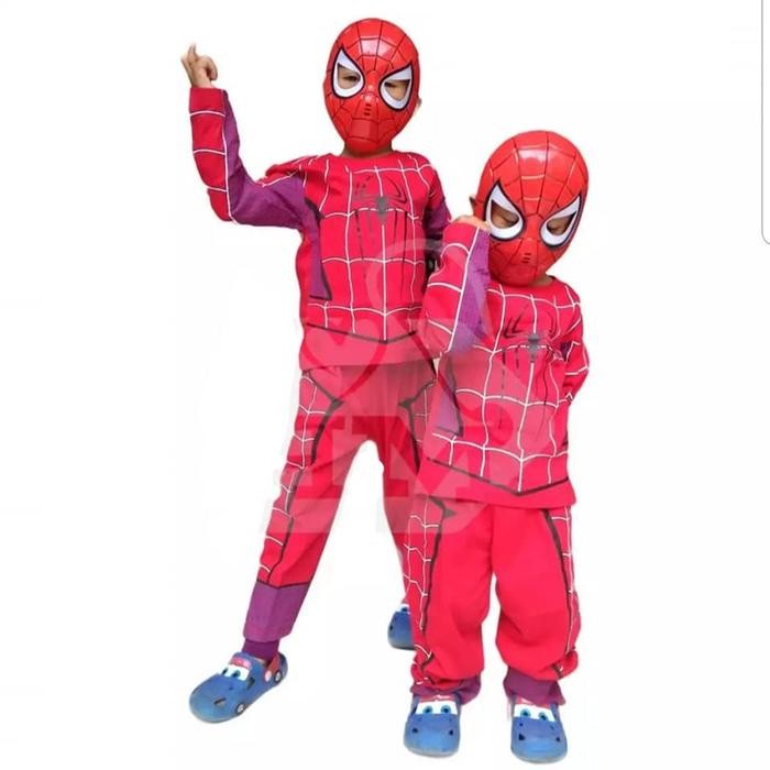 ASLI Kostum topeng superhero SPIDERMAN - baju topeng anak spiderman READY STOCK