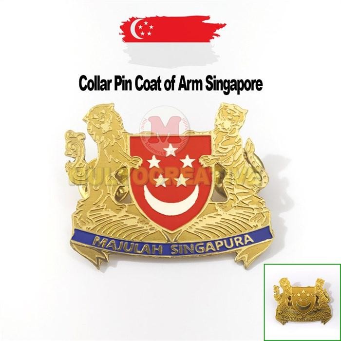 

Collar Pin Coat of Arm Singapore - Pin Lambang Singapura Logam Kuninga PREMIUM