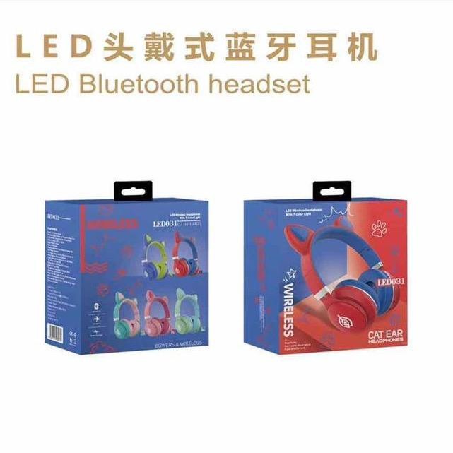 Headphone Bluetooth Bando Cat Led 031 Luminous / Wireless Bando Kucing