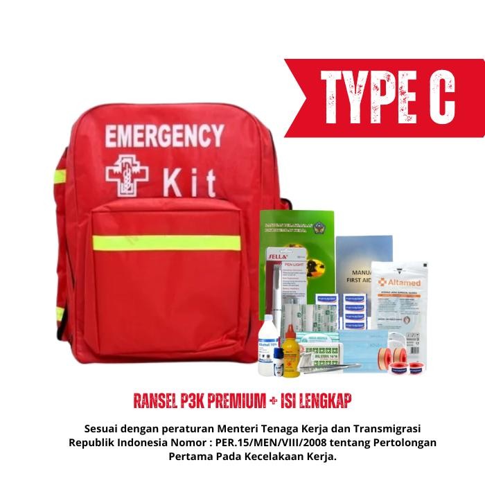 Tas Ransel P3K Isi Tipe C / Tas P3K Emergency Kit Ransel + Isi Obat