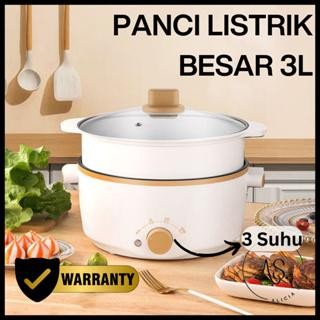 1MZQ Ay Panci Listrik Multifungsi 3 In 1 Electric Anti Lengket Putih 3L