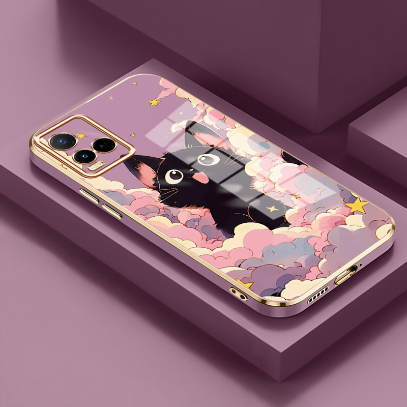 Casing Untuk VIVO Y21 Y21s Y21t Y21e Y21a Y21G Y33s Y33t Case Casing Kucing di awan berwarna silikon