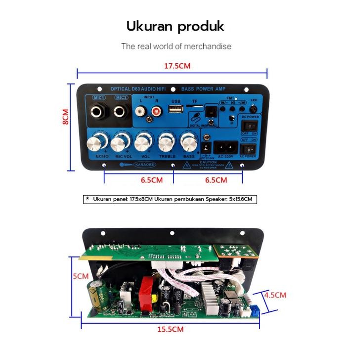 60-200W D60 D50 Amplifier Board Audio Bluetooth USB Radio DIY