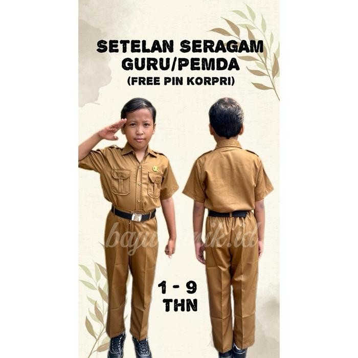 TERMURAH BAJU PNS PEMDA GURU LAKI-LAKI BAYI TK SD/Seragam PNS Anak/Kostum ASN Anak/Kostum