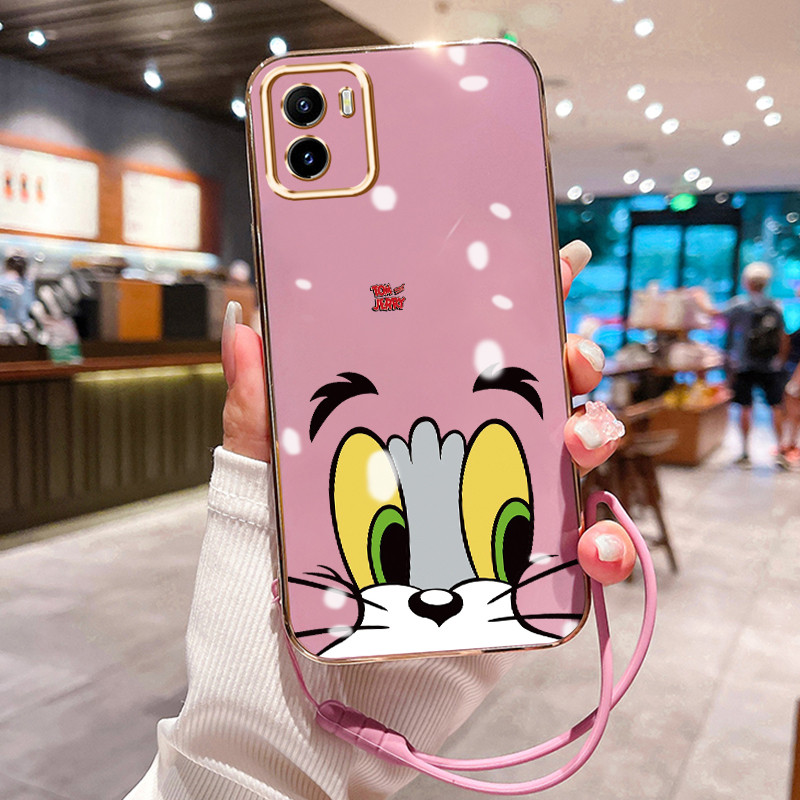 Casing Hp Untuk VIVO Y15S Y15A Y01 Case Casing Mata Kucing HP Cesing Silikon Softcase disepuh tali K