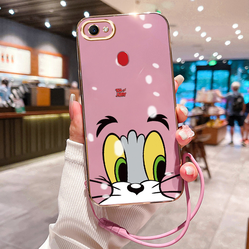 Casing Hp Untuk OPPO F7 F5 F5 Youth Case Casing Mata Kucing HP Cesing Silikon Softcase disepuh tali 