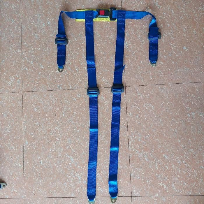 Tali Sabuk Pengaman Seatbelt Safetybelt Jok Racing Mobil Balap 4 Titik Warna Merah Biru Hitam Racing