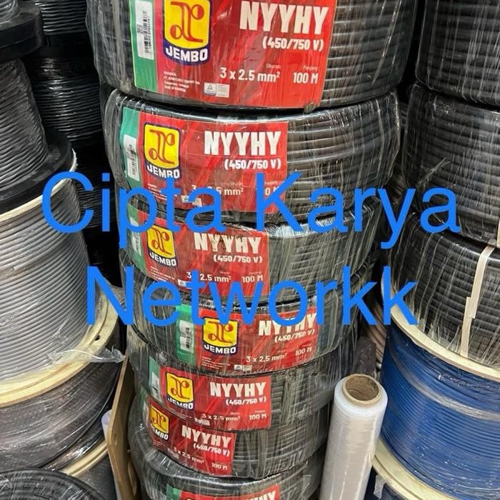 Kabel Jembo Nyyhy 3X2.5 Serabut Hitam 50M / Nyyhy 3X2,5 Jembo 3X2.5Mm