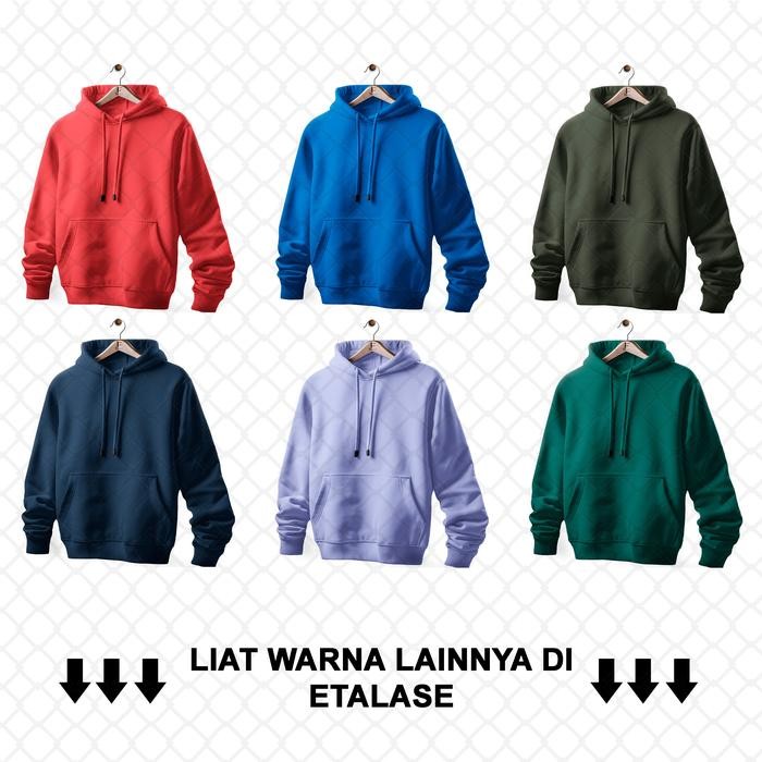 Hoodie Polos Biru Tosca/Hoodie Jumper/Bahan Katun Fleece