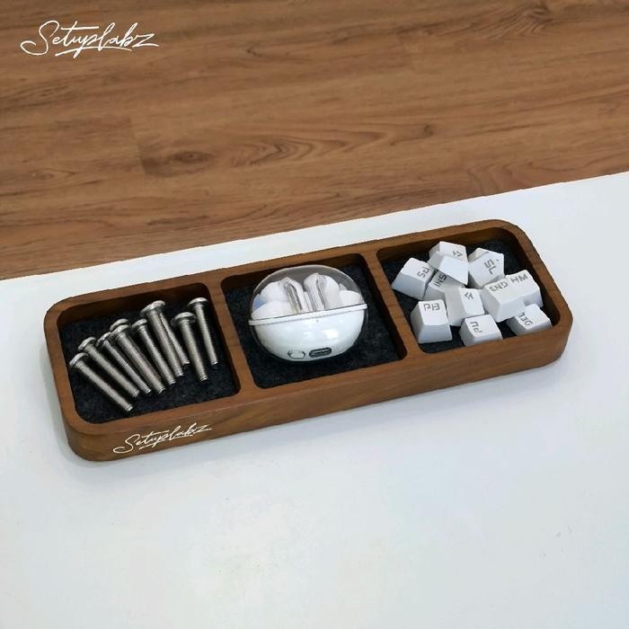 

Setuplabz Mini Wooden Desk Tray / Desk Storage / Desk Organizer / Small Tray - Brown Teakwood