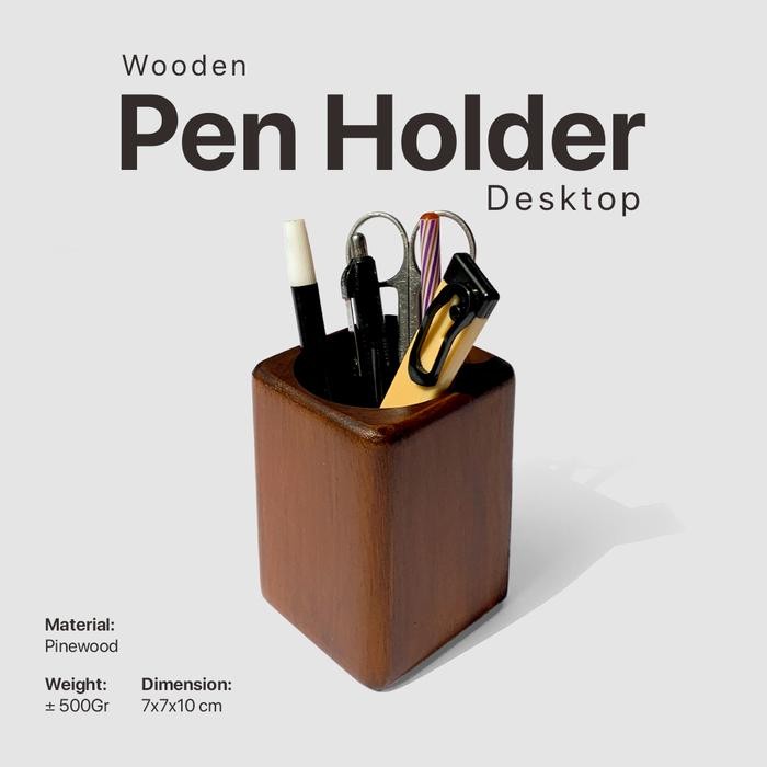

Wooden Pen Holder Desktop - Tempat Alat Tulis Kayu