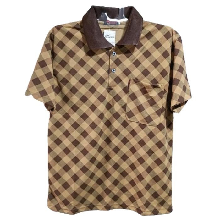 B13J Kaos Kerah Pria Kotak Kotak Full Printing