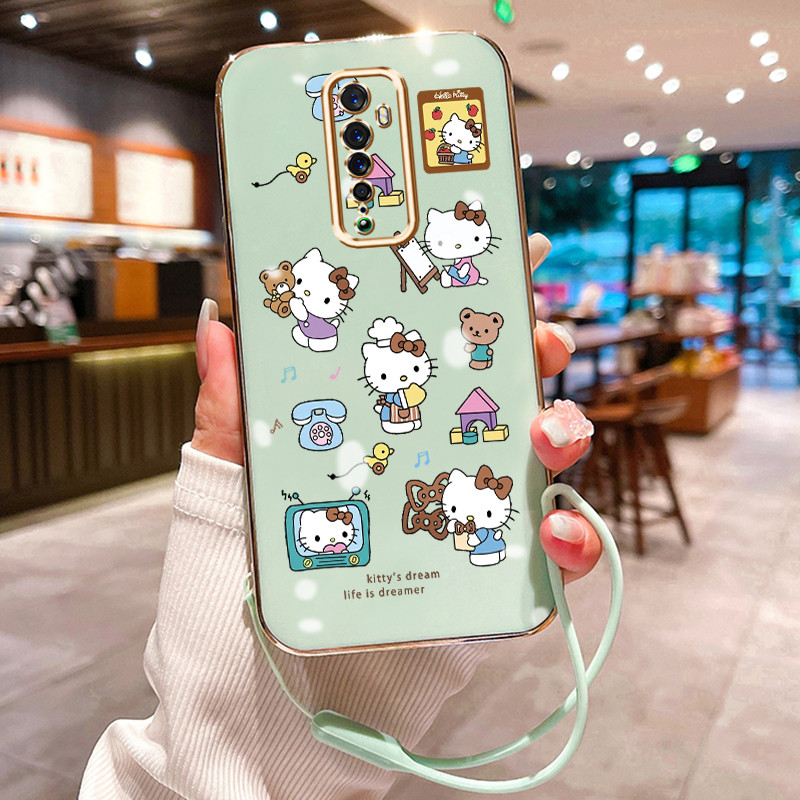 Casing Hp Untuk OPPO Reno 2 Reno 2F Reno 2Z Reno Case Kitty Kasing Kesing tali berlapis pelindung Ce