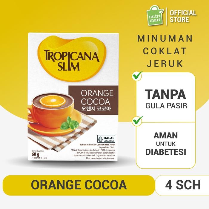 

Ready Tropicana Slim Orange Cocoa (4 Sch) - Minuman Cokelat Tanpa Gula Pasir