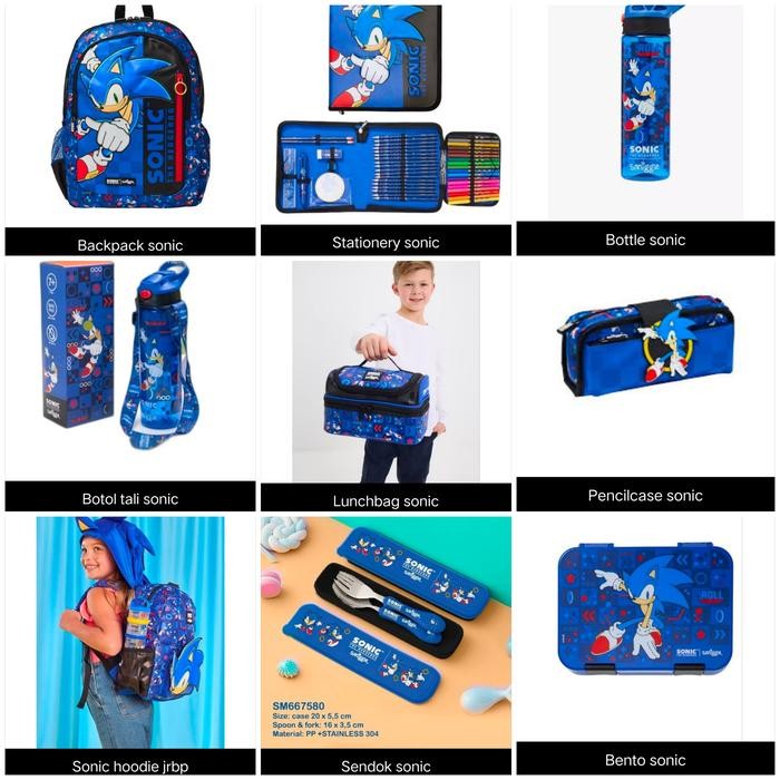 

Tas Smiggle Sonic Backpack, Stationery, Botol, Pencil Case/Kado