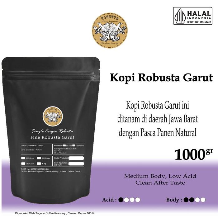

NWFK Biji Kopi Fine Robusta Garut 1Kg Bean Ground Bubuk 1 Kg Tagetto Coffee