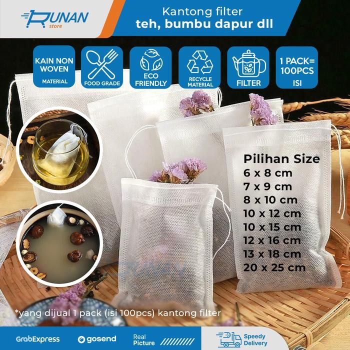 

NWFK Kantung Teh Tea Bag Filter 100Pcs Saringan Teh Herbal Rempah