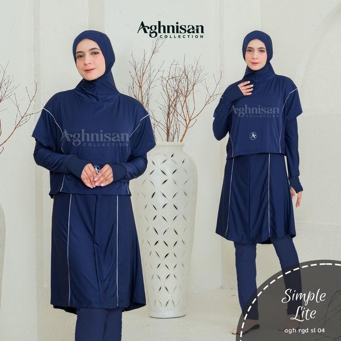 Baju renang wanita muslimah syari model rompi bolero menutup dada Simple Lite by aghnisan bahan