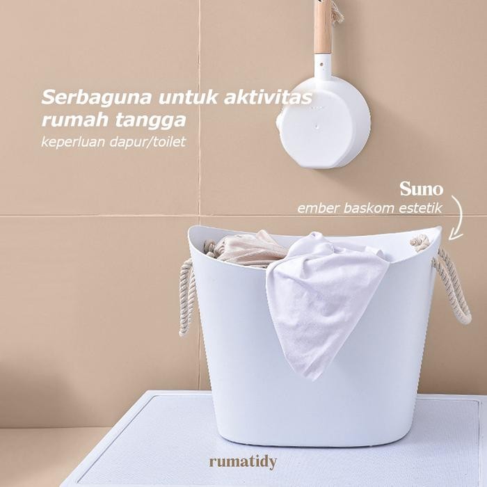 SUNO EMBER BASKOM PUTIH ESTETIK NORDIC STYLE MEWAH MULTIFUNGSI PERALATAN KAMAR MANDI TOILET