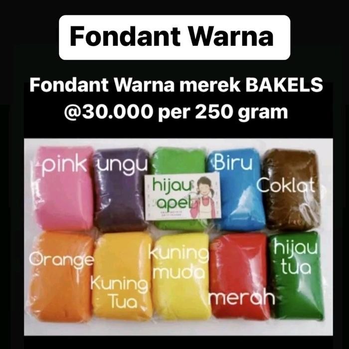 

(Rnd) - Fondant Warna Merek Bakels Dikemas Per 250 Gram