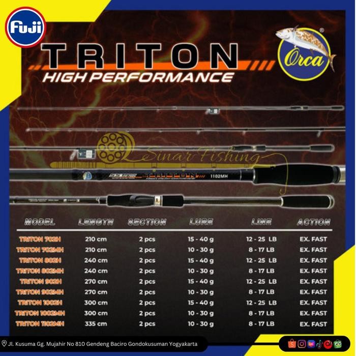 Joran Spinning Orca Triton 210 240 270cm Bahan Carbon