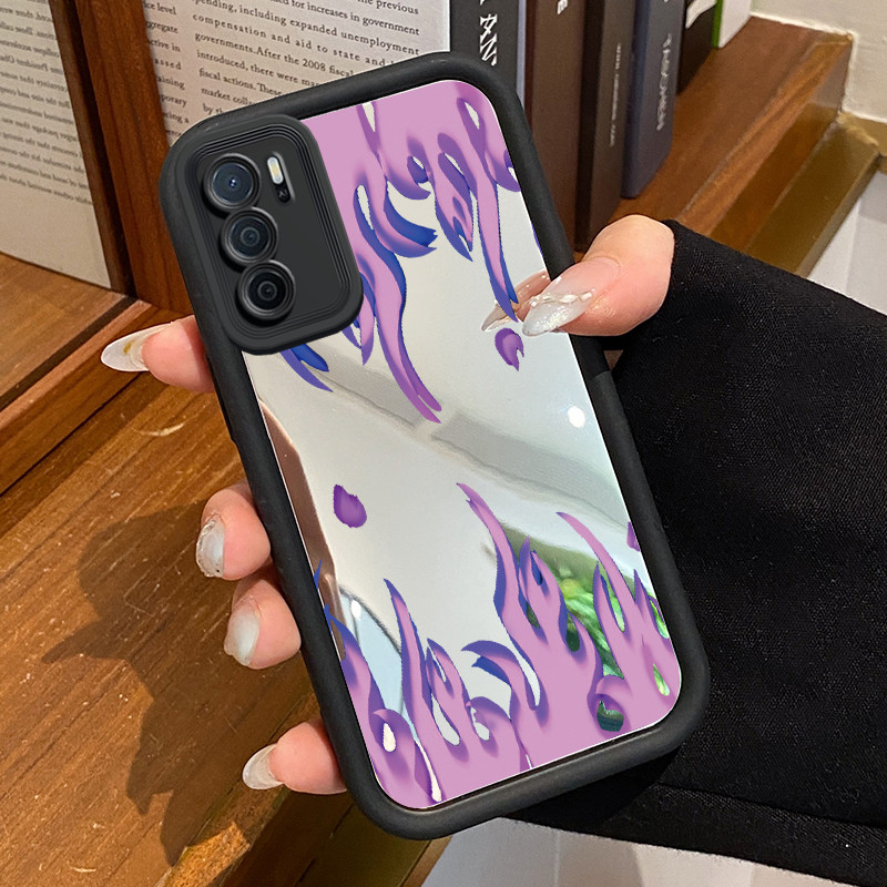 Casing Hp Untuk OPPO A16 OPPO A16s OPPO A54s Case Api ungu cermin Kasing Scrub pelindung Kesing Sili