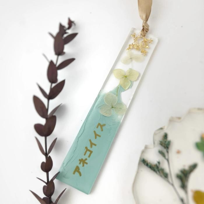 

bookmark pressed flower dengan custom nama