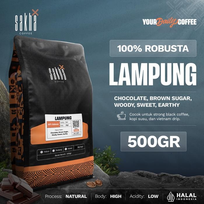 

Terlaris - Kopi Robusta Lampung Coffee Beans Sakha Roastery 500 Gram Biji / Bubuk