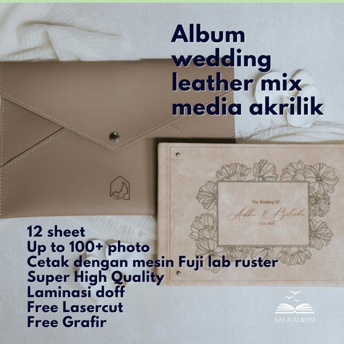 ALBUM WEDDING LEATHER MIX AKRILIK WEDDING BOOK PREMIUM ALBUM FOTO