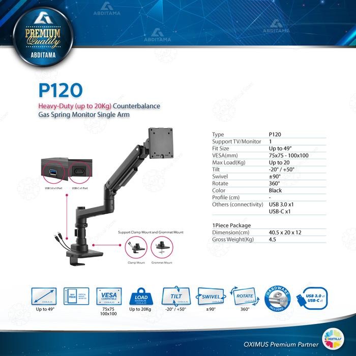 

Heavy-Duty Counterbalance Gas spring Monitor Computer Single Arm OXIMUS P120