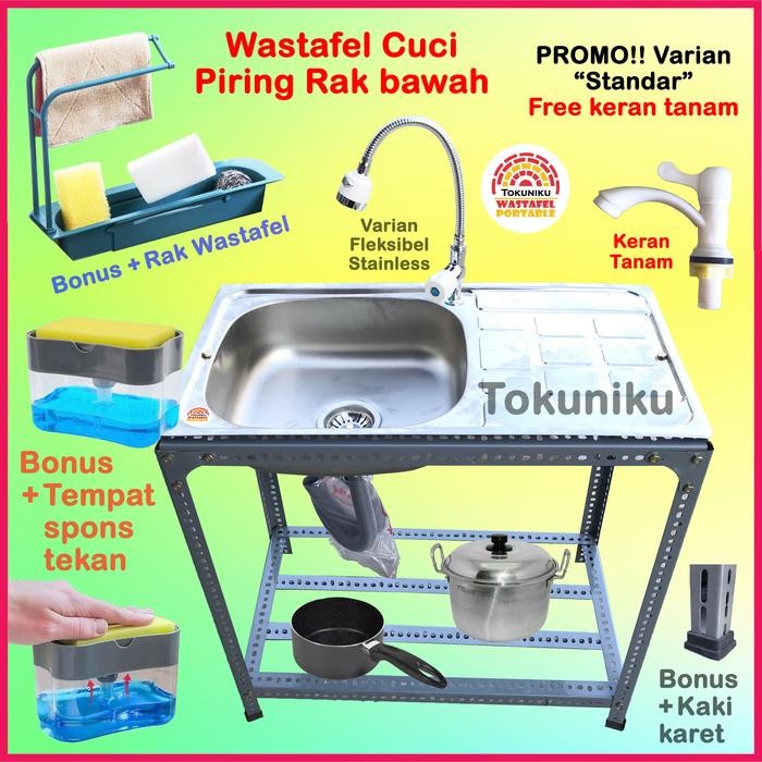 Wastafel Portable Bak Cuci Tangan Portable Tempat Cuci Piring Panjang