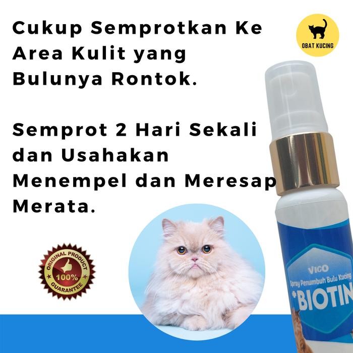 Obat penumbuh bulu kucing Spray VICO BIOTIN Melebatkan Bulu Kitten