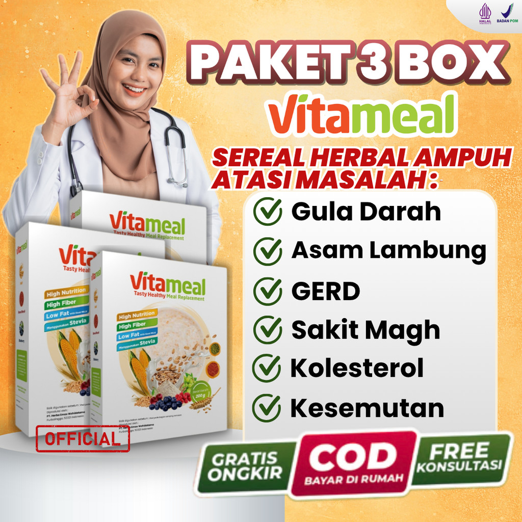 

HALAL Vitameal Sereal Original Serat Solusi Diabetes Fiber Bpom Suplemen Nutrisi VITAMINILK DIET