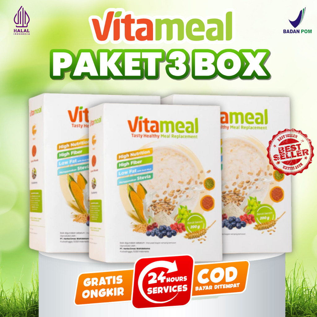 

AMPUH Vitameal Original Sehat BPOM Sarapan Rendah Gula Oatmeal Multigrain Sereal VITAMIEL KEBAS