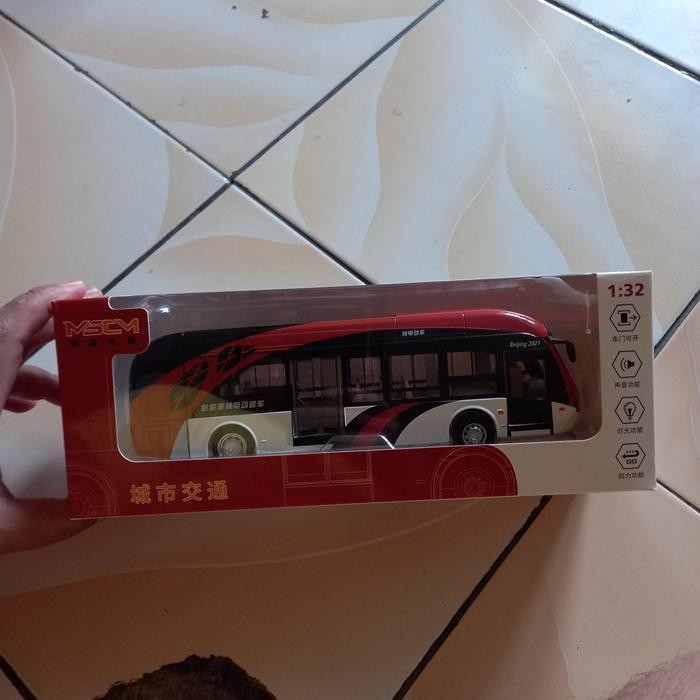 Diecast Bus Indonesia Merah Bahan Besi Full Metal