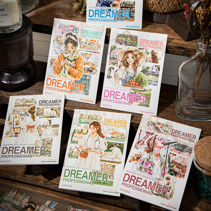 

2Style 45Pcs/bag Career Character Scenic PET Stickers Creative Handbook DIY Scrapbook