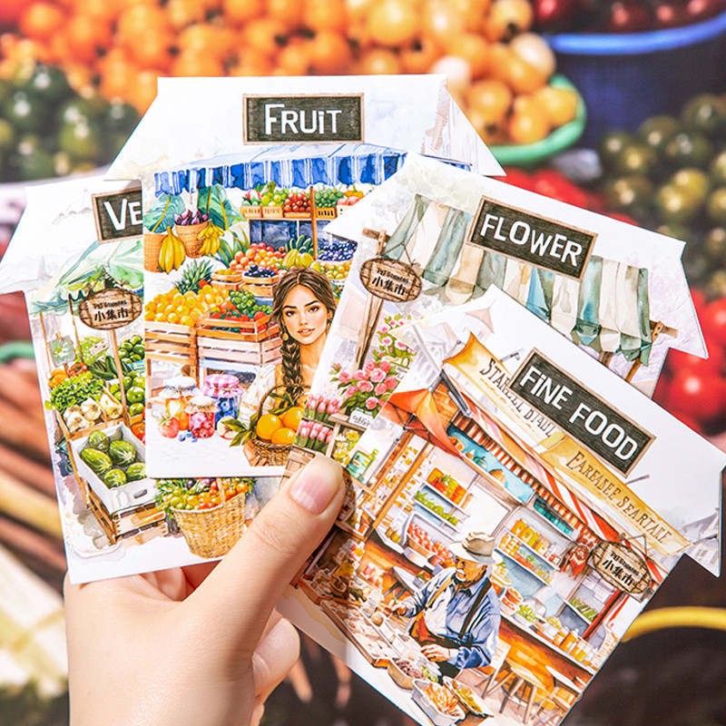 

40Pcs/bag Small Bazaar Series Street Scenery Stickers DIY Handbook Photo Frame Card Diary