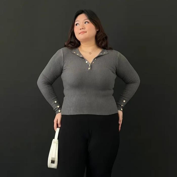Manset Baju Inner Rajut Jumbo Atasan Inara Top Turtleneck Lengan Panjang Oversize Premium Kancing