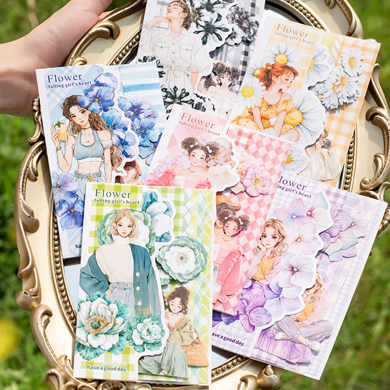 

60Pcs/bag Teenage Girl Character Flower Sticker Pack Kids Stickers DIY Handbook Scrapbook