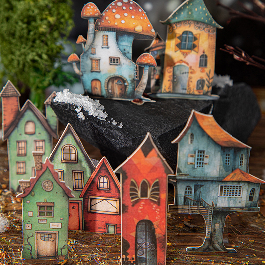 

2Style 45Pcs/bag quirky cabin hard card stickers creative handbook DIY scrapbook album