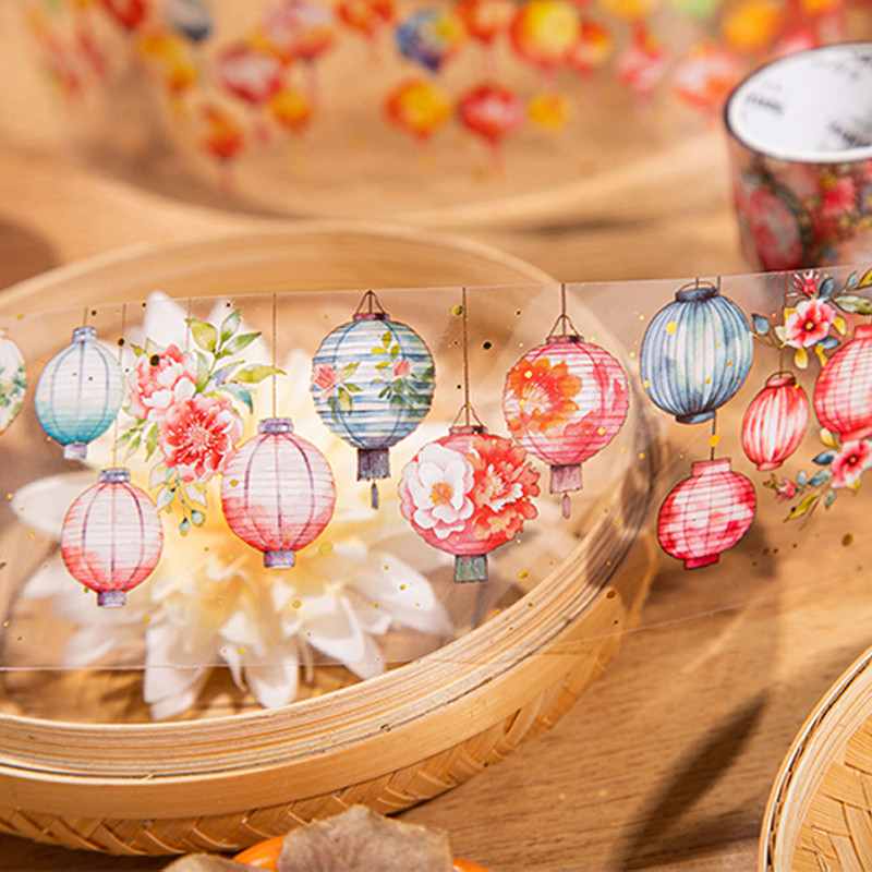 

4Style 1Roll/bag Lantern Theme Foil Stamping PET Tape Creative DIY Handbook Decorative