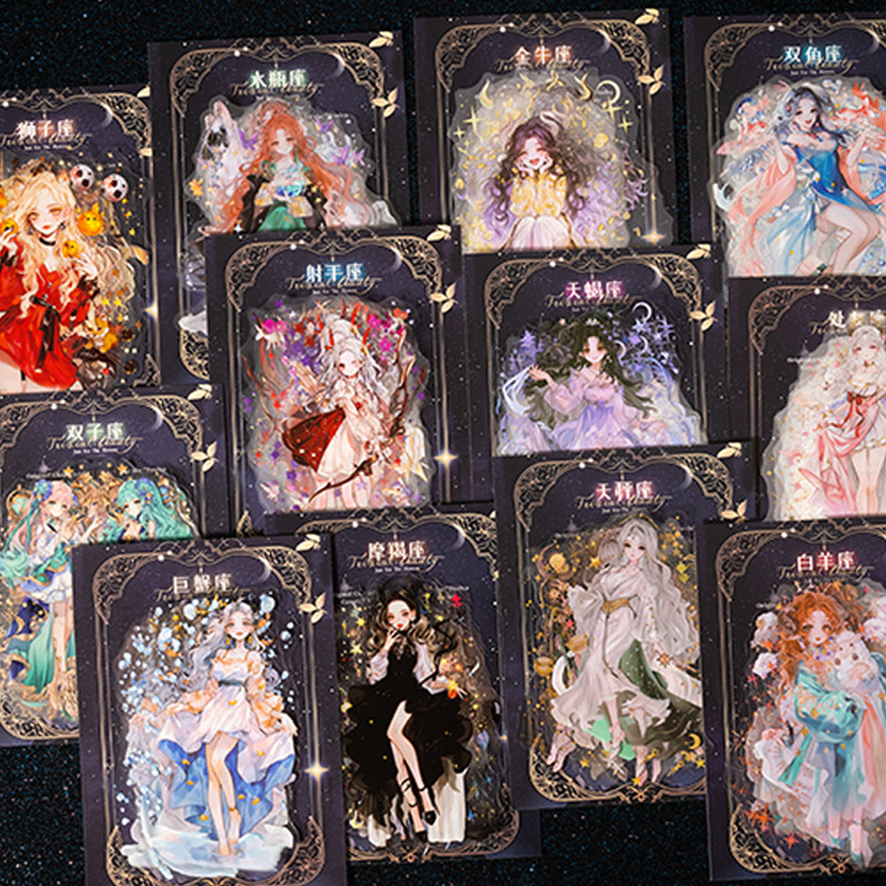 

60pcs Zodiac Theme Character PET Stickers DIY Handbook Collage Greeting Card Calendar Photo