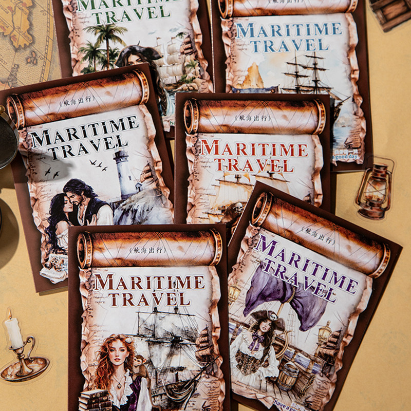 

60pcs/3bags Nautical Travel Series Ocean Scenic PET Stickers Creative Handbook Material DIY