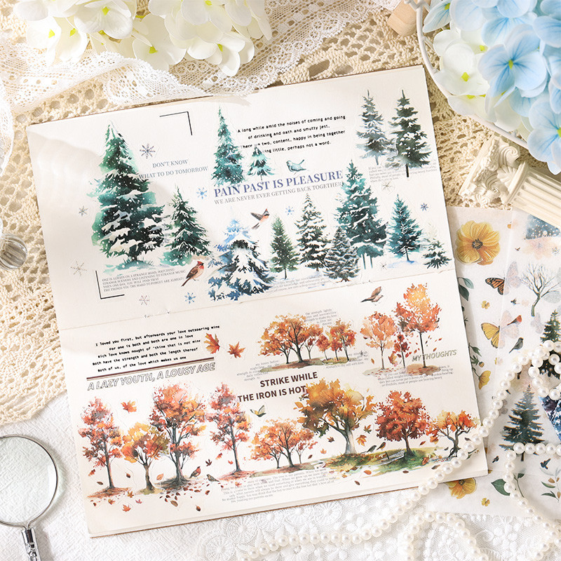 

Mr.Paper 8Style 20Pcs/bag Flower Reflections Cut Film Sticker Book for DIY Handbook Phone Case