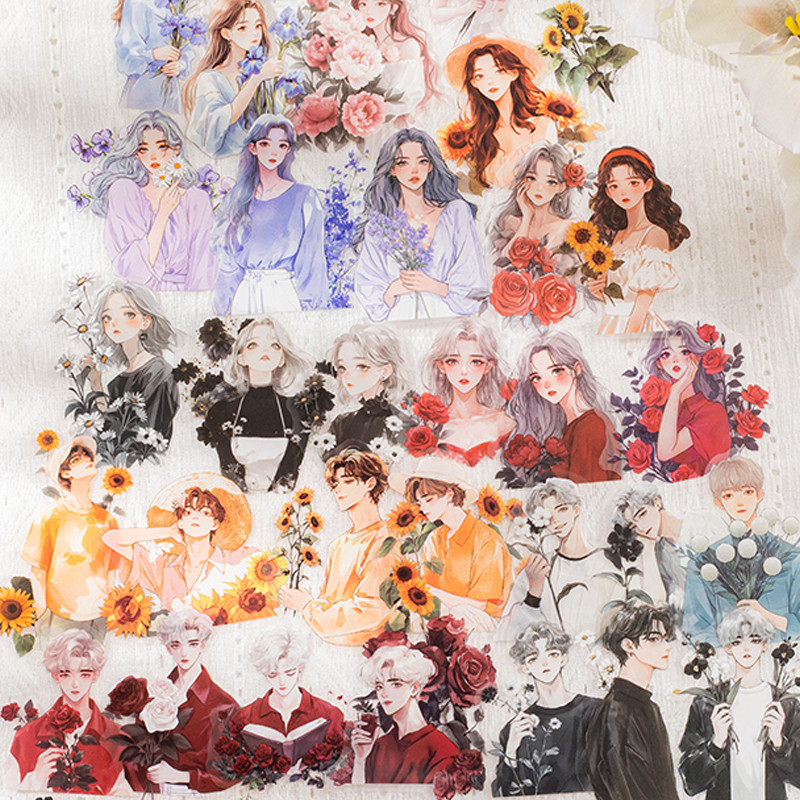 

45/90pcs infiltrated in the sea of flowers series floral characters PET stickers DIY