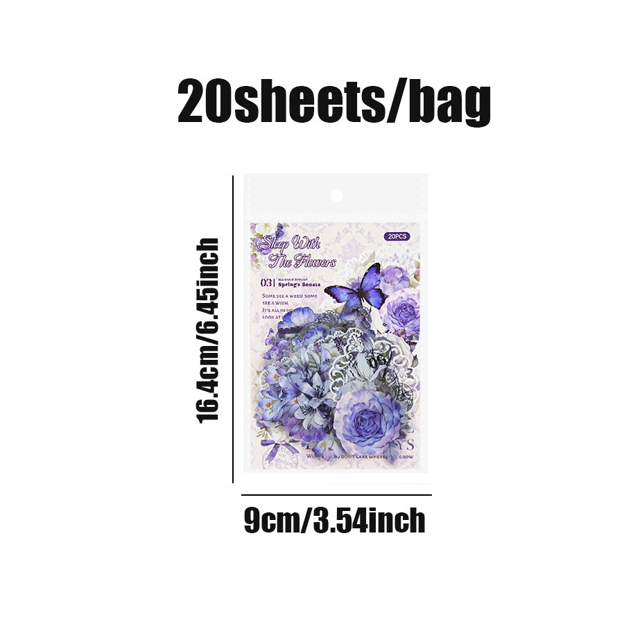

40pcs/bag Sleeping with Flowers Series Floral Landscaping Stickers Handbook Material DIY
