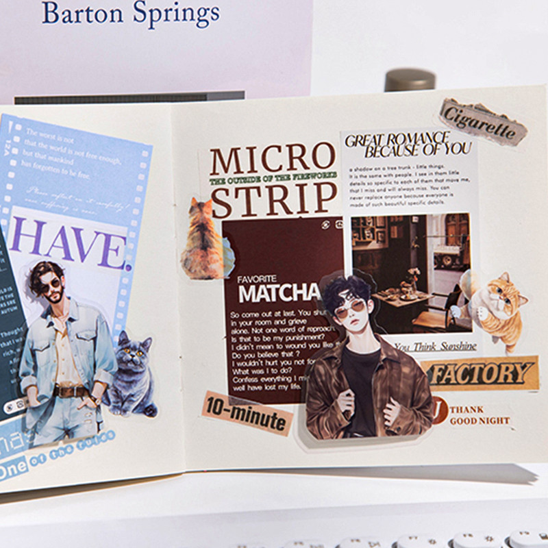 

6Style 20Pcs/bag Cat Talk Teen Character PET Sticker DIY Handbook Scrapbook Phone Case