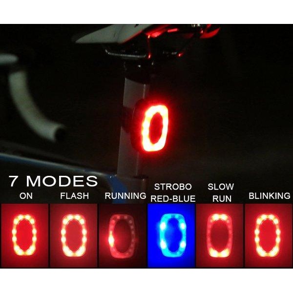 Lampu Sepeda 7 Modes ke Light USB Reargable Sinyal Strobo Patwal