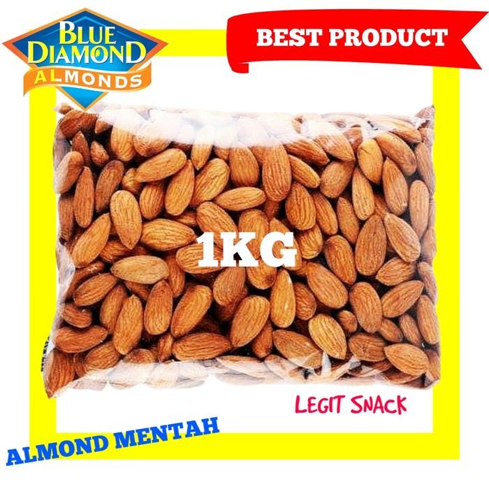 

4ZMI 1Kg Kacang Almond Mentah Kupas Utuh