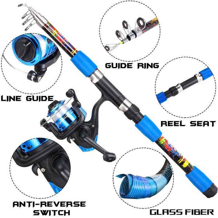 Sougayilang Joran Pancing Set 1.8M Telescopic Rod Spinning Pancingan Set Lengkap Custom Joran